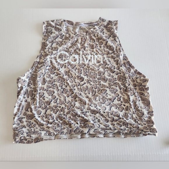 Calvin Klein Performance Women's Crop Top Loose Fit Leopard Print Activewear Med - Picture 2 of 7